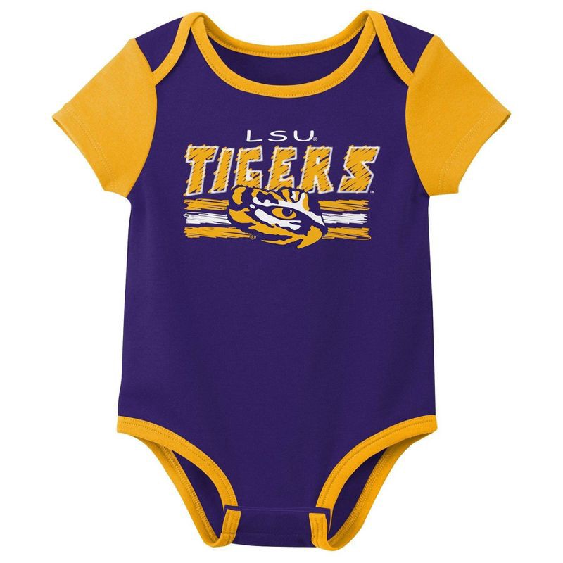 slide 4 of 4, NCAA LSU Tigers Infant Boys' 3pk Bodysuit - 12M, 3 ct