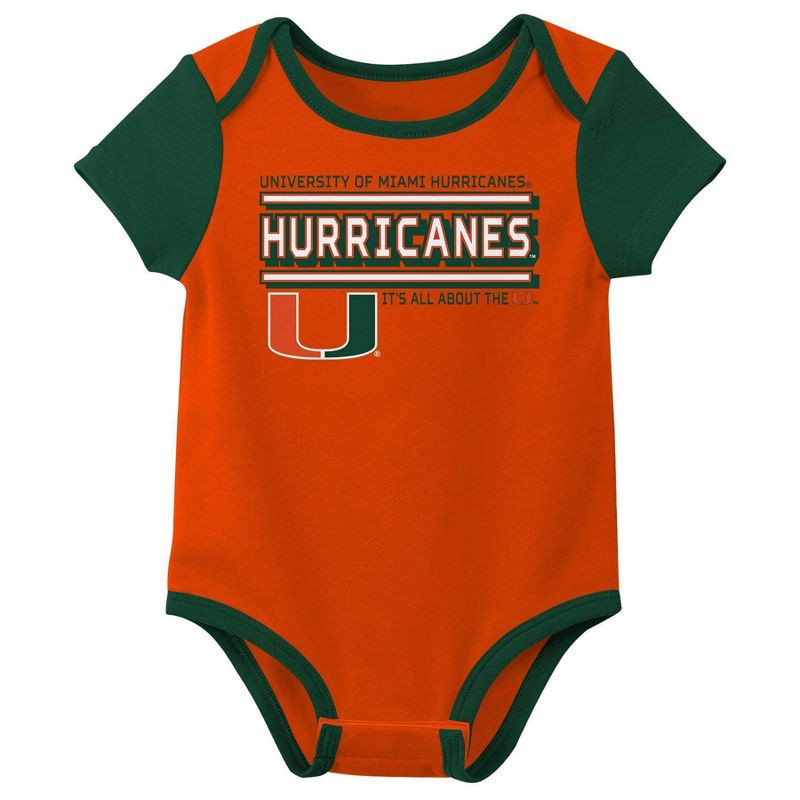 slide 2 of 4, NCAA Miami Hurricanes Infant Boys' 3pk Bodysuit - 12M, 3 ct