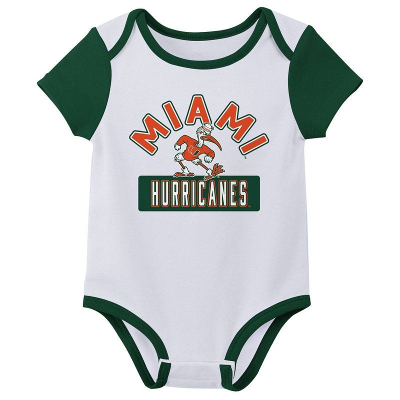 slide 3 of 4, NCAA Miami Hurricanes Infant Boys' 3pk Bodysuit - 12M, 3 ct