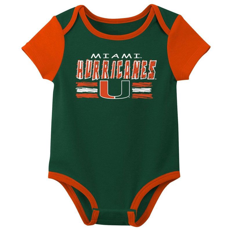 slide 4 of 4, NCAA Miami Hurricanes Infant Boys' 3pk Bodysuit - 12M, 3 ct
