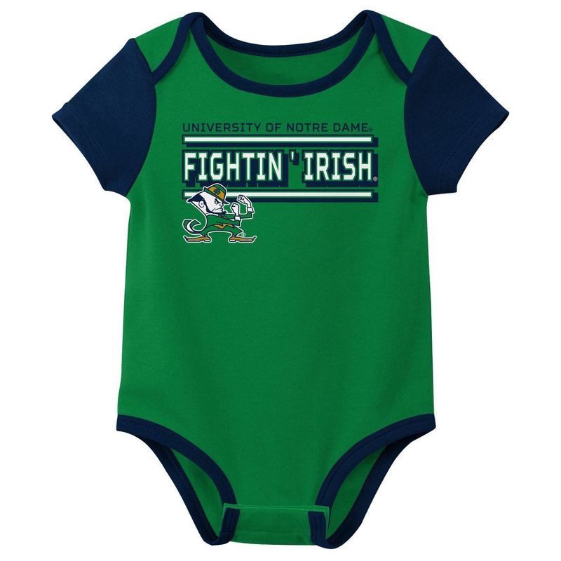 slide 2 of 4, NCAA Notre Dame Fighting Irish Infant Boys' 3pk Bodysuit - 0-3M, 3 ct