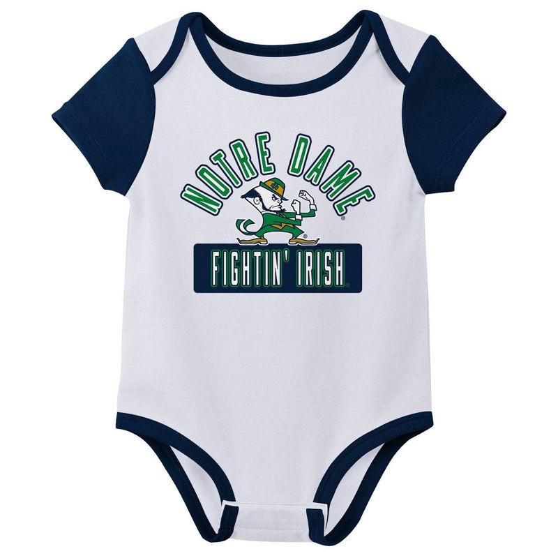 slide 3 of 4, NCAA Notre Dame Fighting Irish Infant Boys' 3pk Bodysuit - 0-3M, 3 ct