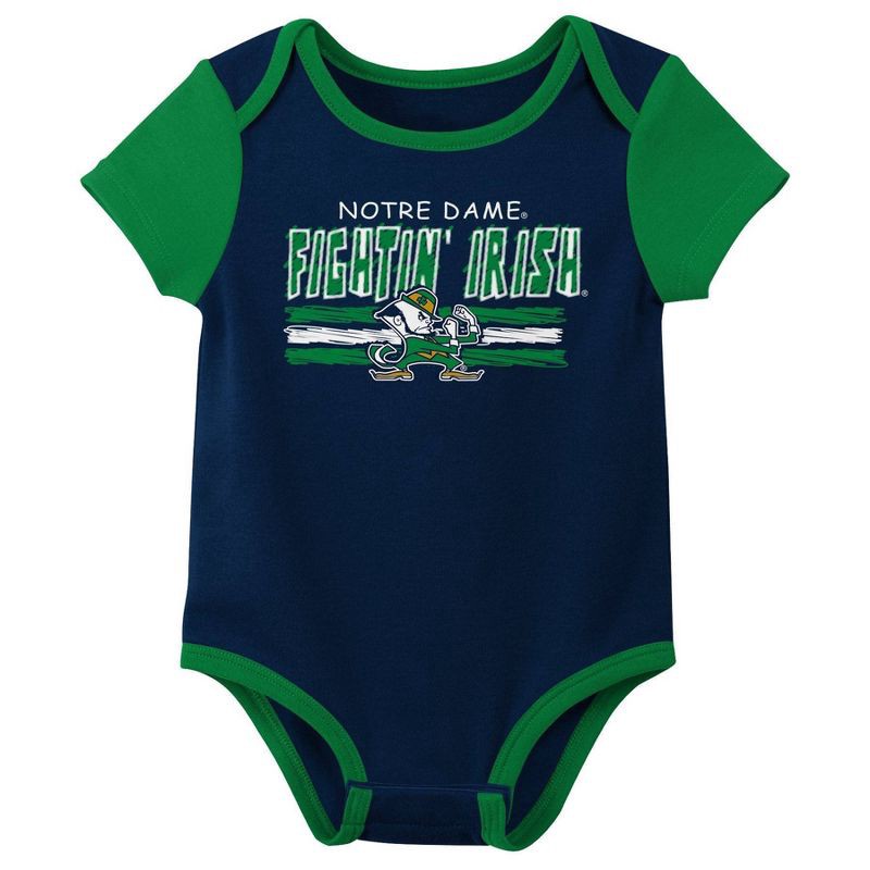slide 4 of 4, NCAA Notre Dame Fighting Irish Infant Boys' 3pk Bodysuit - 0-3M, 3 ct