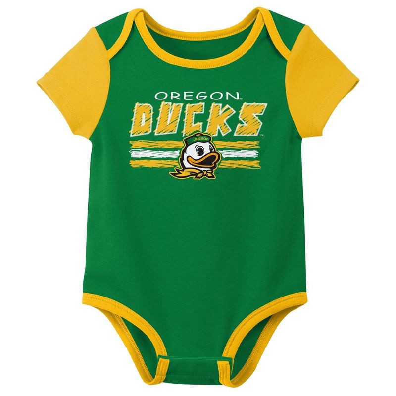 slide 4 of 4, NCAA Oregon Ducks Infant Boys' 3pk Bodysuit - 0-3M, 3 ct