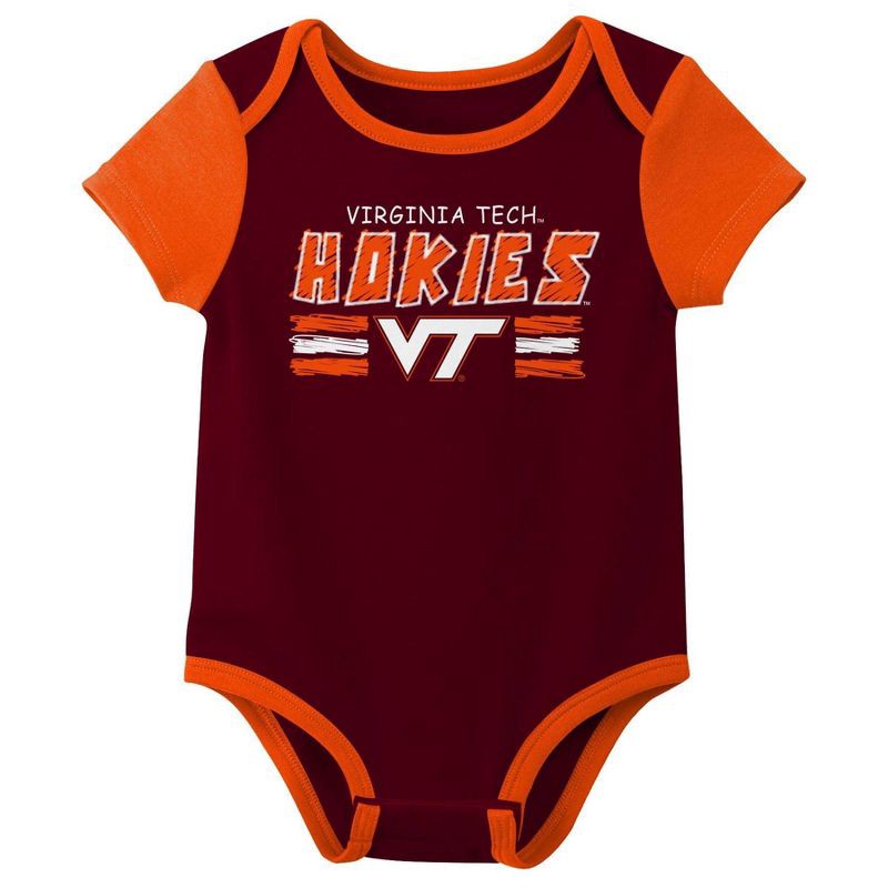 slide 4 of 4, NCAA Virginia Tech Hokies Infant Boys' 3pk Bodysuit - 0-3M, 3 ct