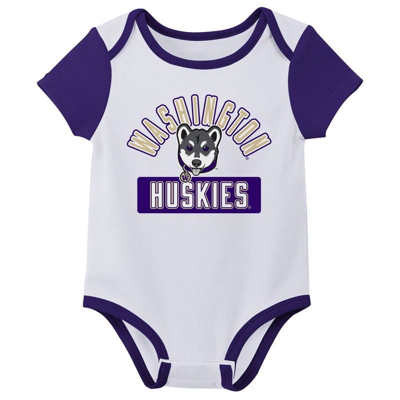 slide 3 of 4, NCAA Washington Huskies Infant Boys' 3pk Bodysuit - 6-9M, 3 ct