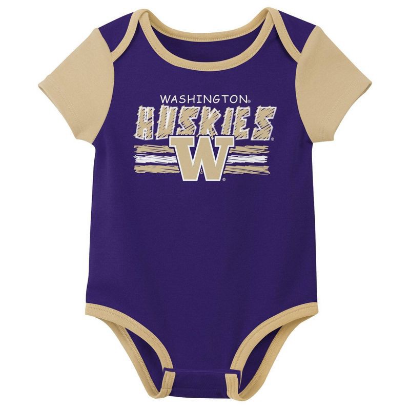 slide 4 of 4, NCAA Washington Huskies Infant Boys' 3pk Bodysuit - 6-9M, 3 ct