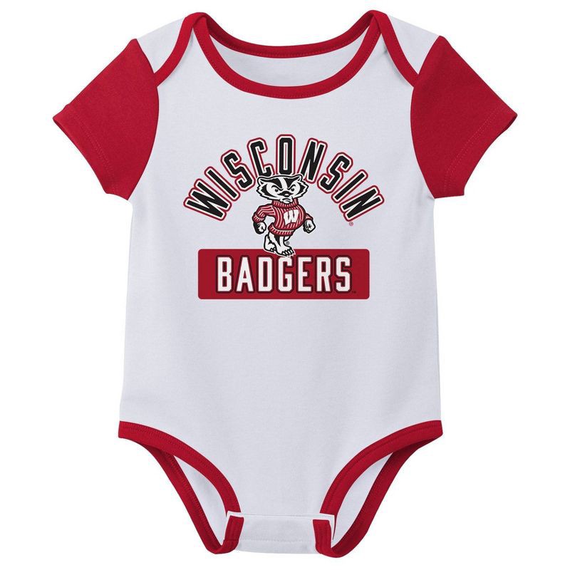 slide 3 of 4, NCAA Wisconsin Badgers Infant Boys' 3pk Bodysuit - 6-9M, 3 ct