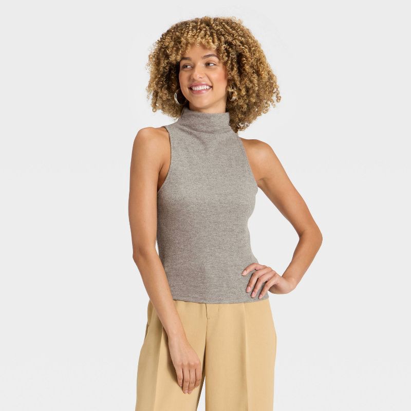 slide 1 of 3, Women's Brushed Microfleece Tank Top - A New Day™ Gray M, 1 ct