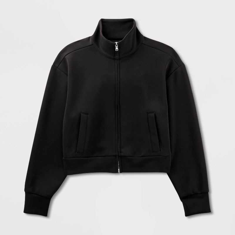 slide 4 of 4, Women's Sandwash Zip-Up - A New Day™ Black M, 1 ct