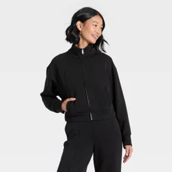 Women's Sandwash Zip-Up - A New Day™ Black L