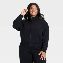 Women's Sandwash Zip-Up - A New Day™ Black XXL
