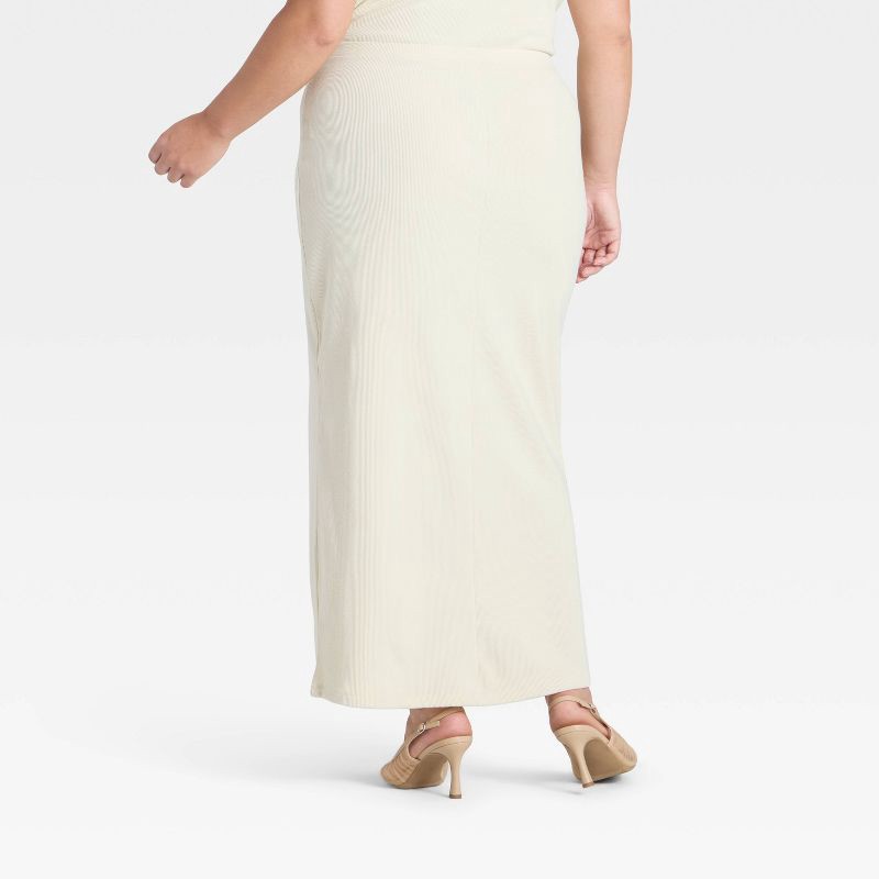 Women's High-Rise Brushed Ribbed Maxi Skirt - A New Day™ Cream XXL