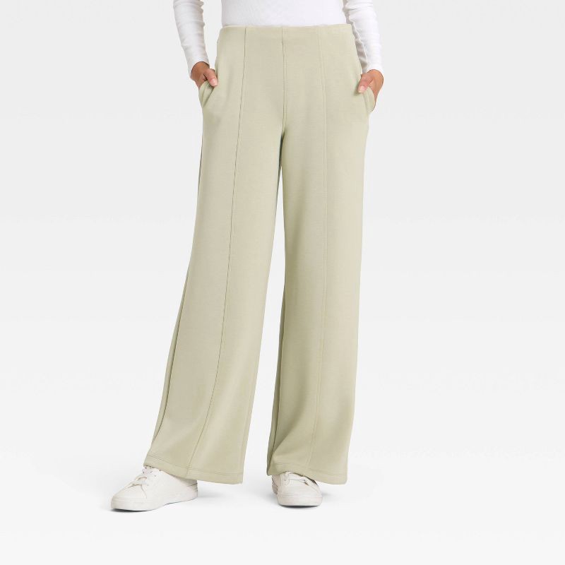 slide 1 of 3, Women's High-Rise Sandwash Pull-On Pants - A New Day™ Light Green XXL, 1 ct