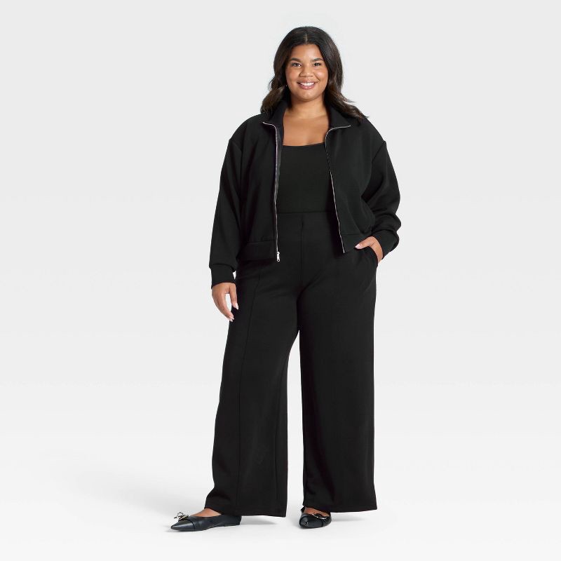 slide 3 of 3, Women's High-Rise Sandwash Pull-On Pants - A New Day™ Black L, 1 ct