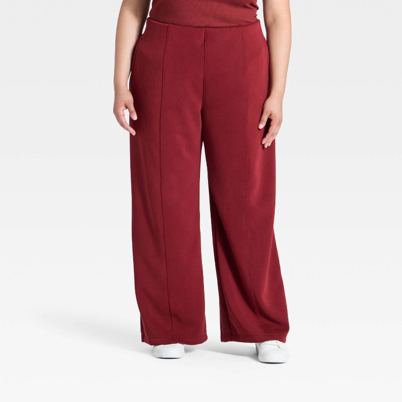 slide 1 of 3, Women's High-Rise Sandwash Pull-On Pants - A New Day™ Maroon XXL, 1 ct