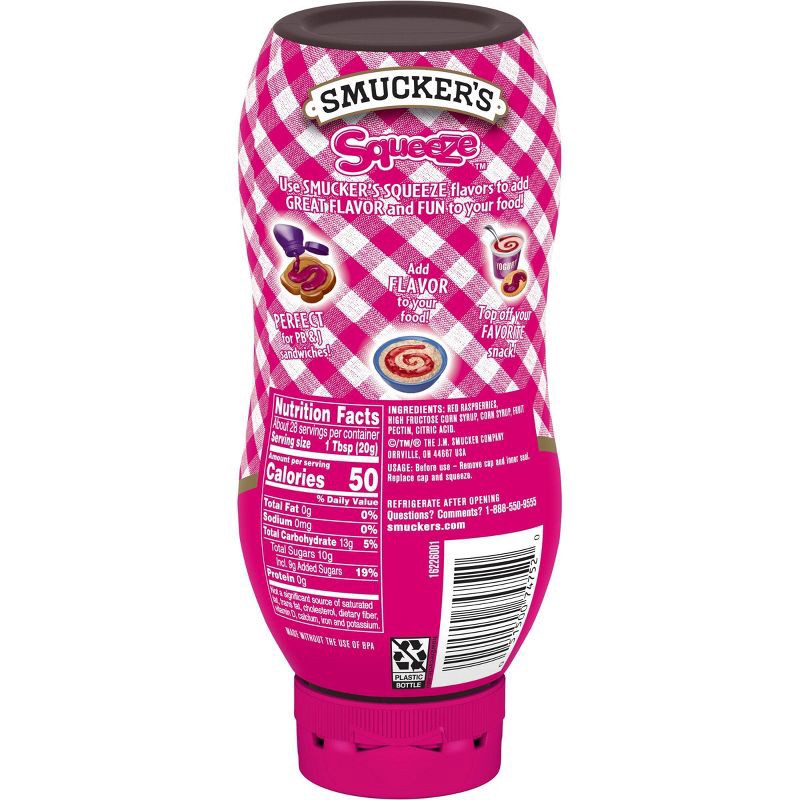 slide 2 of 6, Smucker's Squeeze Raspberry Fruit Spread - 20oz, 20 oz