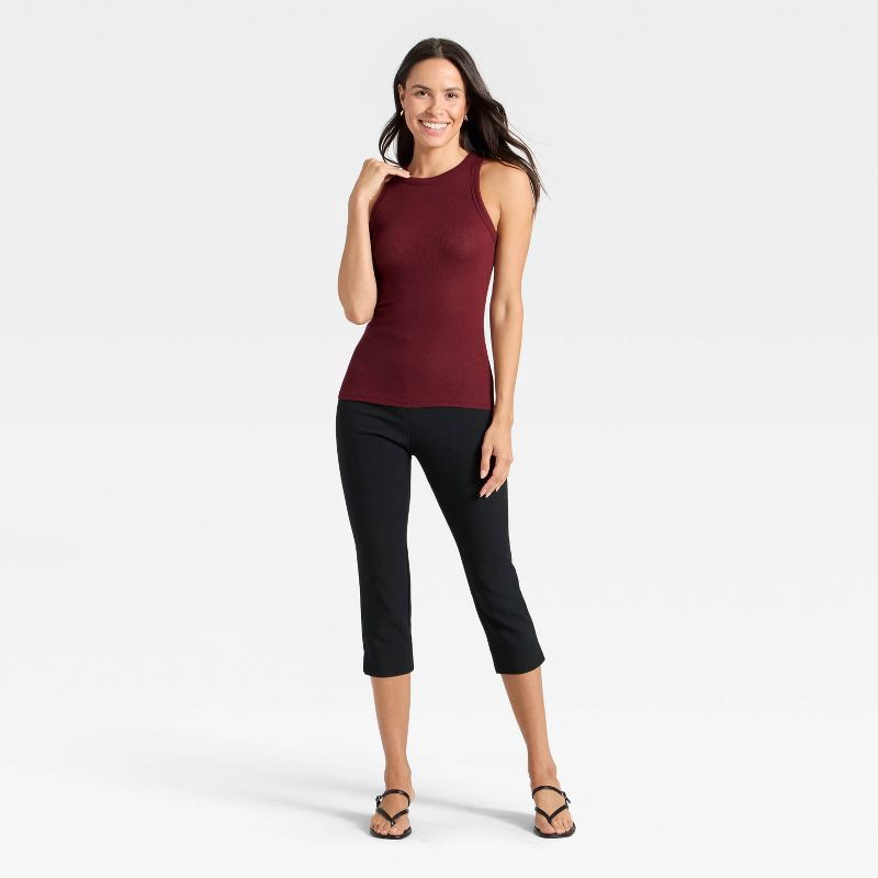 slide 3 of 4, Women's Slim Fit Ribbed Tank Top - A New Day™ Maroon XL, 1 ct