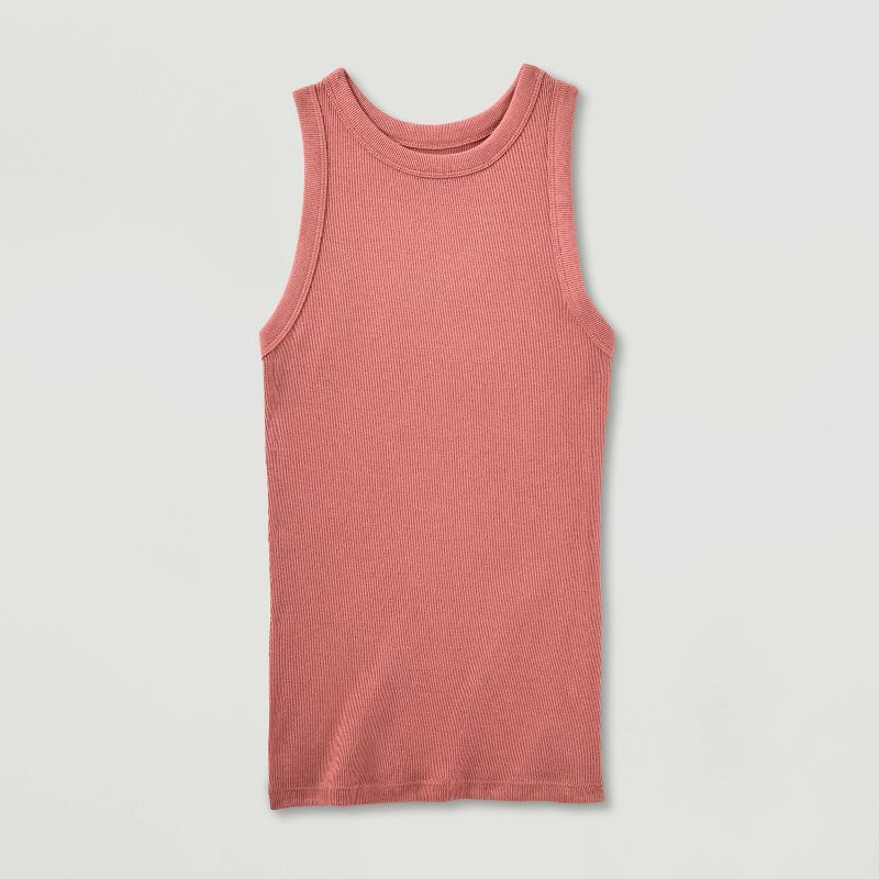 slide 4 of 4, Women's Slim Fit Ribbed Tank Top - A New Day™ Pink XS, 1 ct