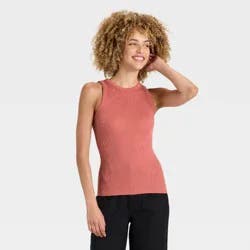 Women's Slim Fit Ribbed Tank Top - A New Day™ Pink XS