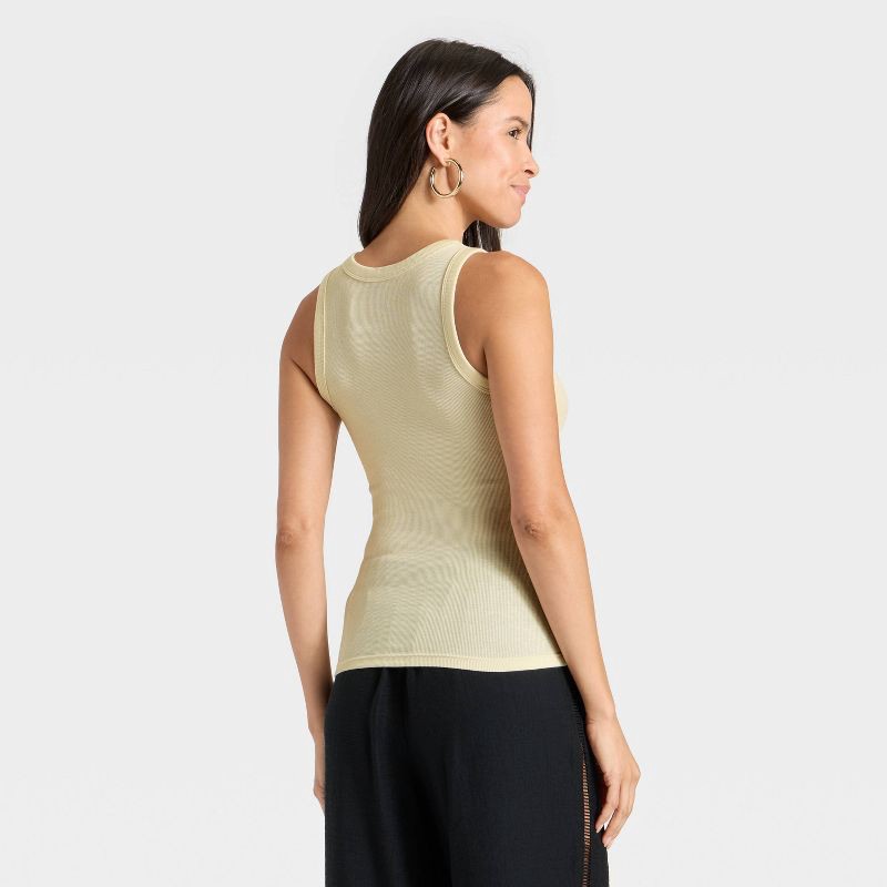 slide 2 of 4, Women's Slim Fit Ribbed Tank Top - A New Day™ Cream XS, 1 ct
