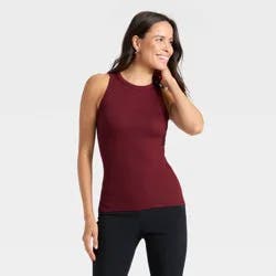 Women's Slim Fit Ribbed Tank Top - A New Day™ Maroon S