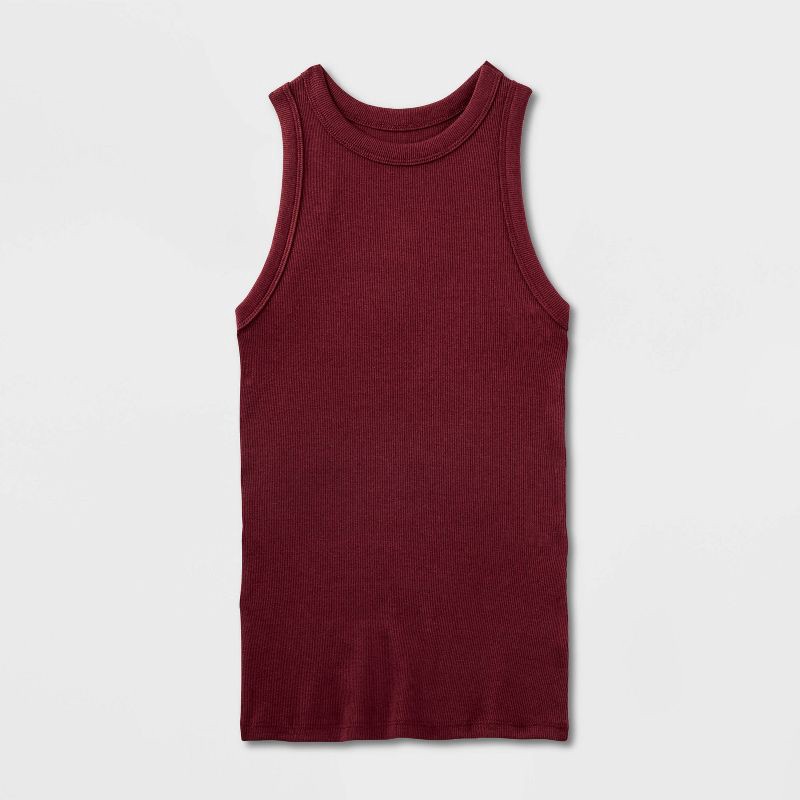 slide 4 of 4, Women's Slim Fit Ribbed Tank Top - A New Day™ Maroon XXL, 1 ct