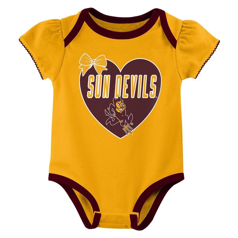 slide 3 of 4, NCAA Arizona State Sun Devils Infant Girls' 3pk Bodysuit - 18M, 3 ct
