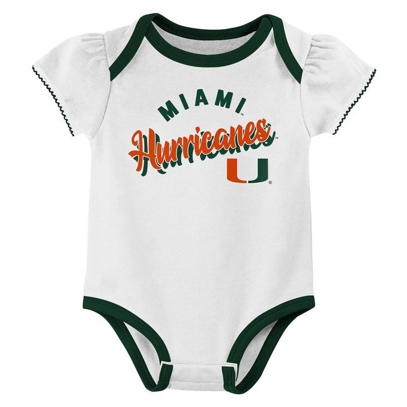 slide 2 of 4, NCAA Miami Hurricanes Infant Girls' 3pk Bodysuit - 18M, 3 ct