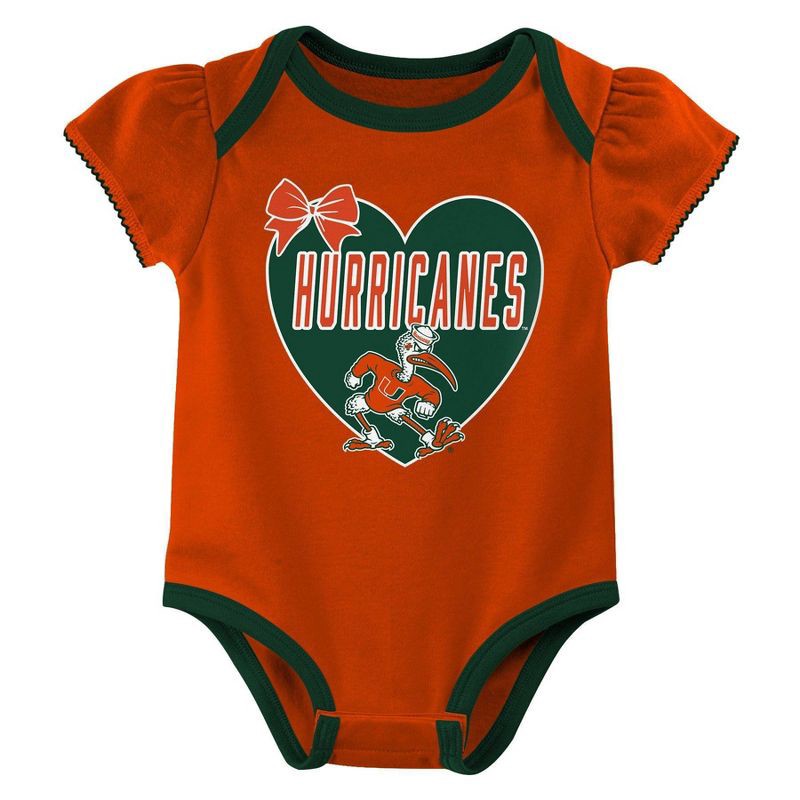 slide 3 of 4, NCAA Miami Hurricanes Infant Girls' 3pk Bodysuit - 18M, 3 ct