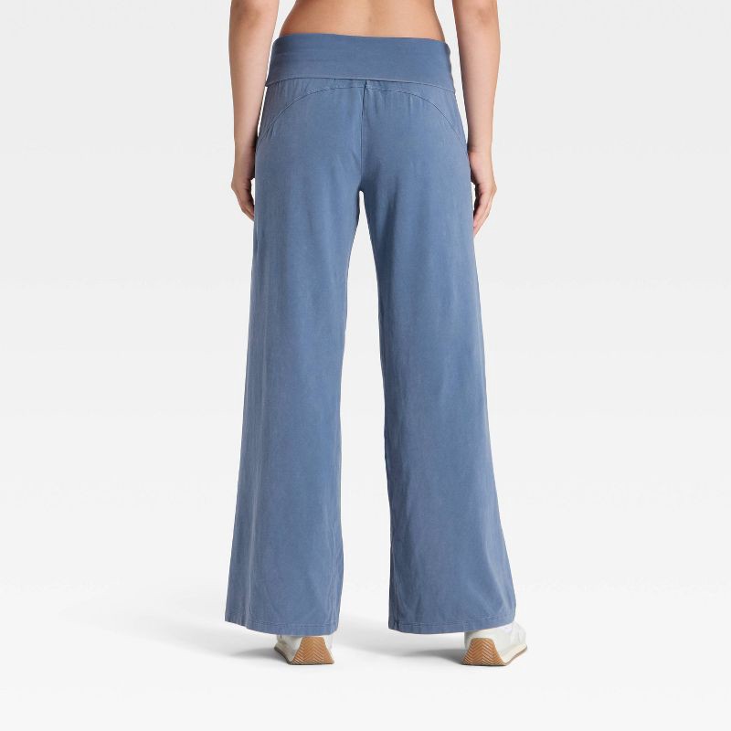 slide 2 of 3, Women's Mid-Rise Foldover Wide Leg Pants - JoyLab™ Indigo Blue L, 1 ct