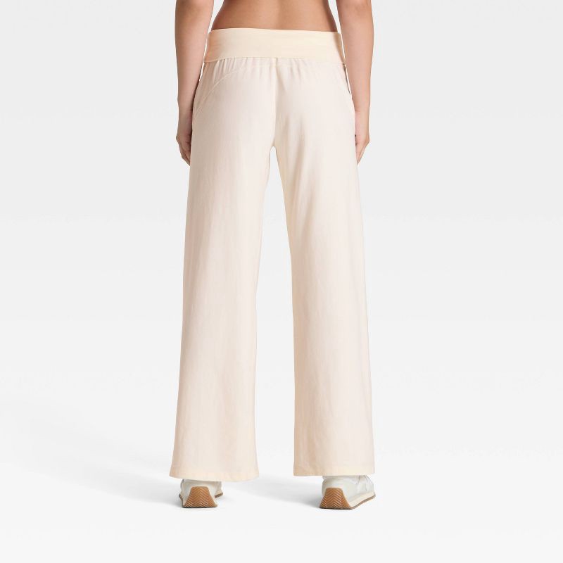 slide 2 of 3, Women's Mid-Rise Foldover Wide Leg Pants - JoyLab™ Cream M, 1 ct