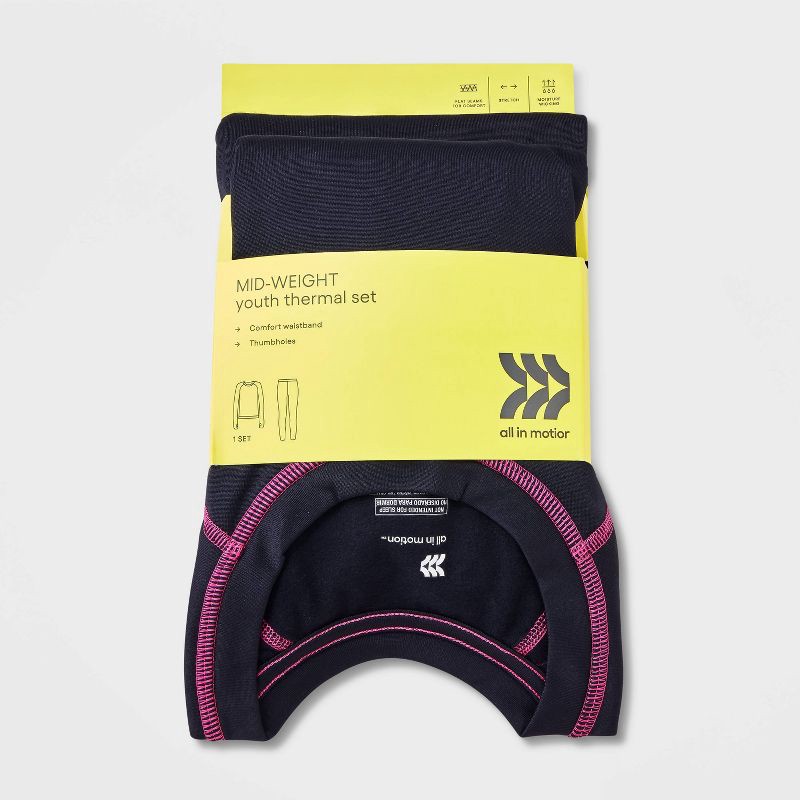 slide 2 of 4, Girls' 2pk Thermal Underwear Set - All In Motion™ Black S, 2 ct
