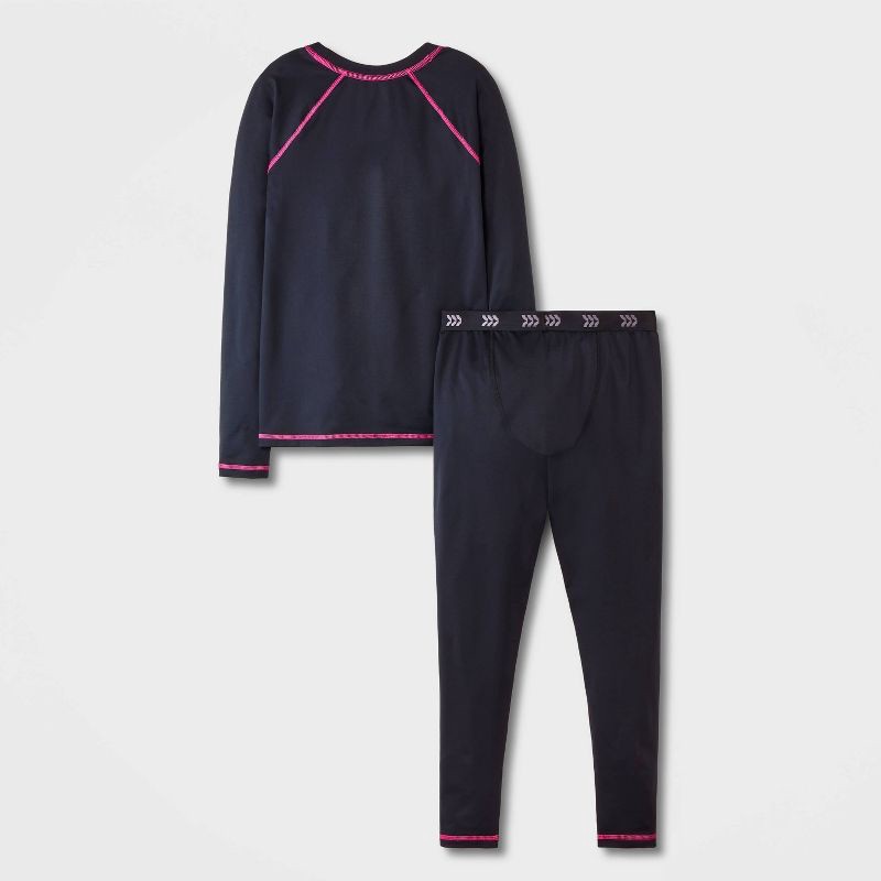 slide 3 of 4, Girls' 2pk Thermal Underwear Set - All In Motion™ Black M, 2 ct