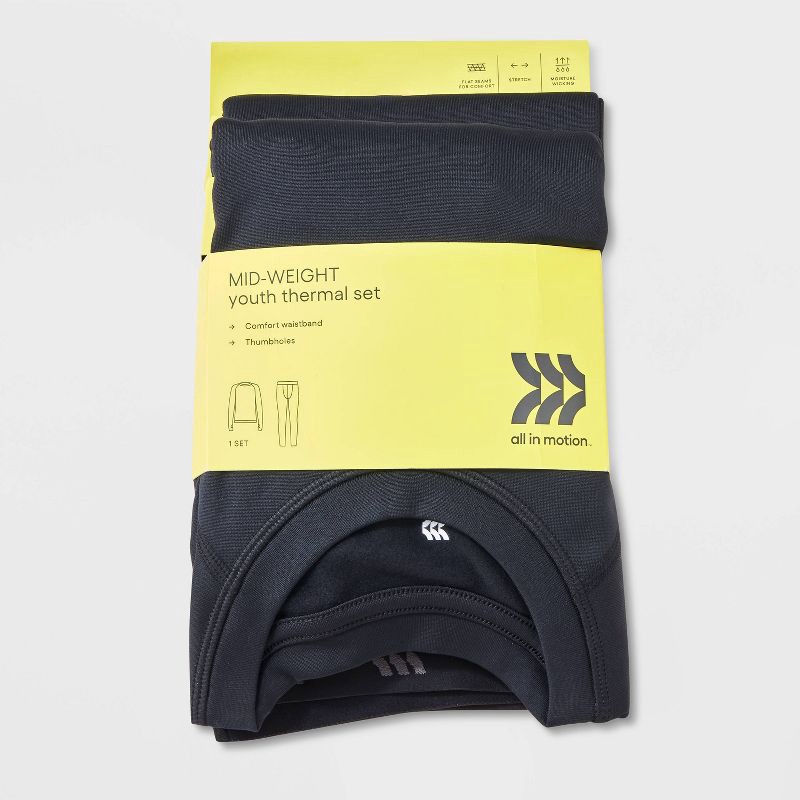 slide 2 of 4, Boys' 2pk Thermal Underwear Set - All In Motion™ Black M, 2 ct