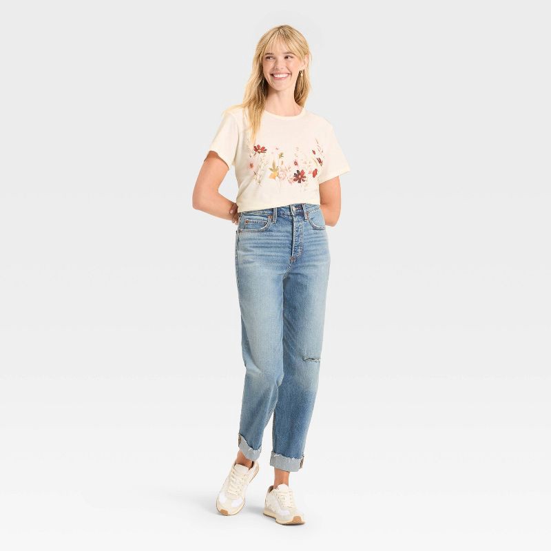 slide 3 of 3, Zoe+Liv Women's Wildflower Short Sleeve Graphic T-Shirt - Ivory S, 1 ct