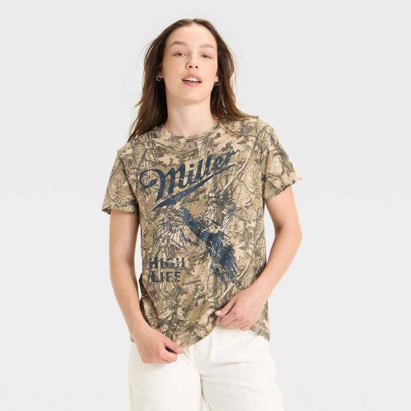 slide 2 of 3, Women's Miller Pheasant Short Sleeve Graphic T-Shirt - Camouflage M, 1 ct