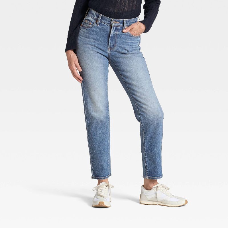 slide 1 of 6, Women's Mid-Rise 80's Slim Straight Ankle Jeans - Universal Thread™ Light Wash 6, 1 ct