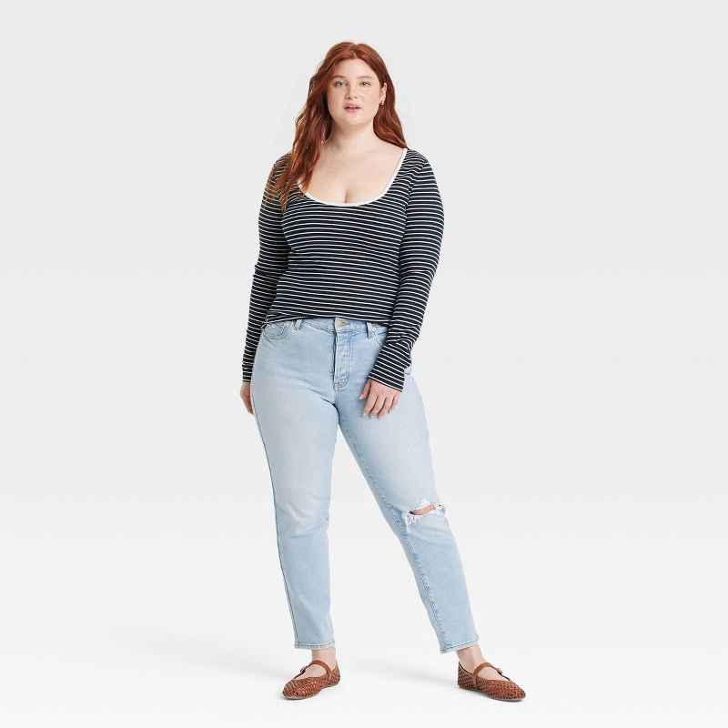 slide 6 of 6, Women's Mid-Rise 80's Slim Straight Ankle Jeans - Universal Thread™ Light Wash 12, 1 ct