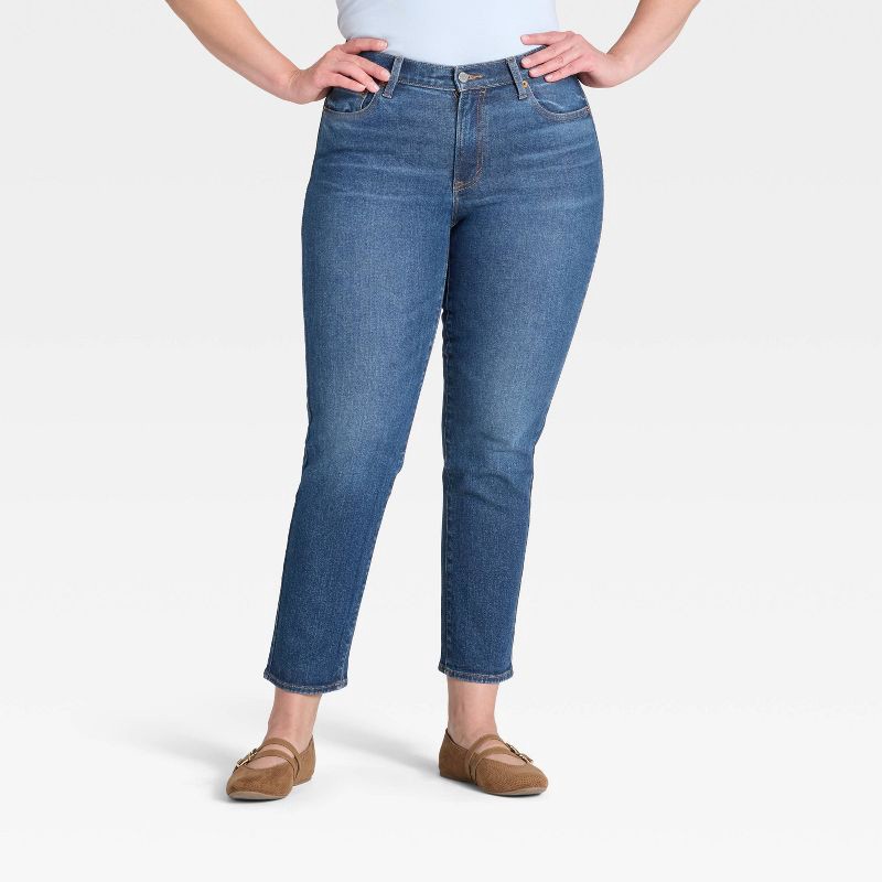 slide 4 of 7, Women's Mid-Rise 80's Slim Straight Ankle Jeans - Universal Thread™ Medium Wash 10, 1 ct