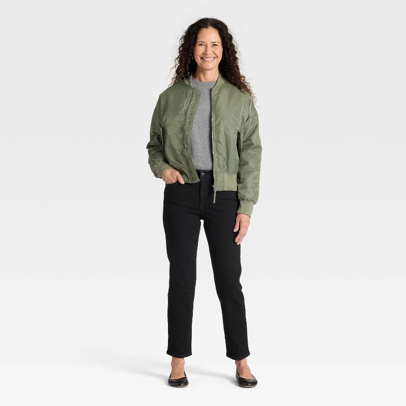 slide 3 of 3, Women's Mid-Rise 80's Slim Straight Ankle Jeans - Universal Thread™ Black Wash 10, 1 ct