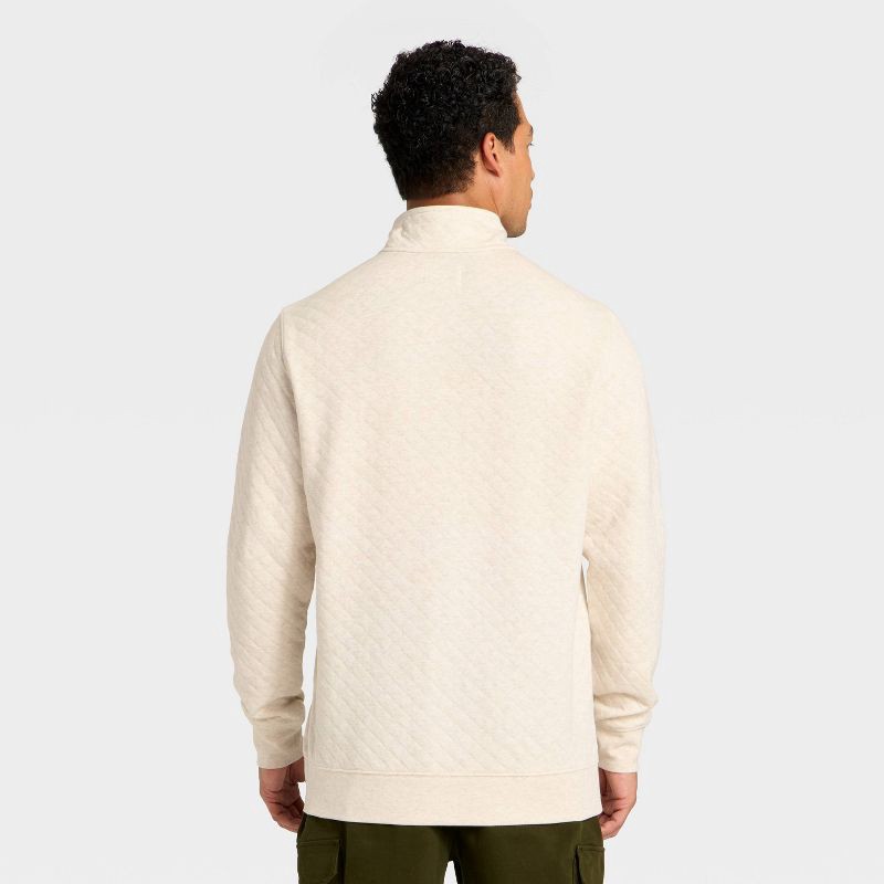 slide 2 of 3, Men's Comfort Wear Quilted 1/4 Snap Pullover - Goodfellow & Co™ Oatmeal S, 1 ct