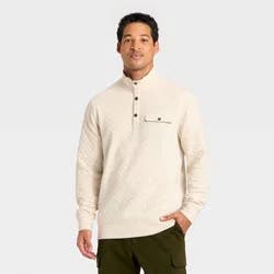 Men's Comfort Wear Quilted 1/4 Snap Pullover - Goodfellow & Co™ Oatmeal S