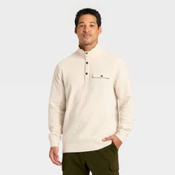 Men's Comfort Wear Quilted 1/4 Snap Pullover - Goodfellow & Co™ Oatmeal XL