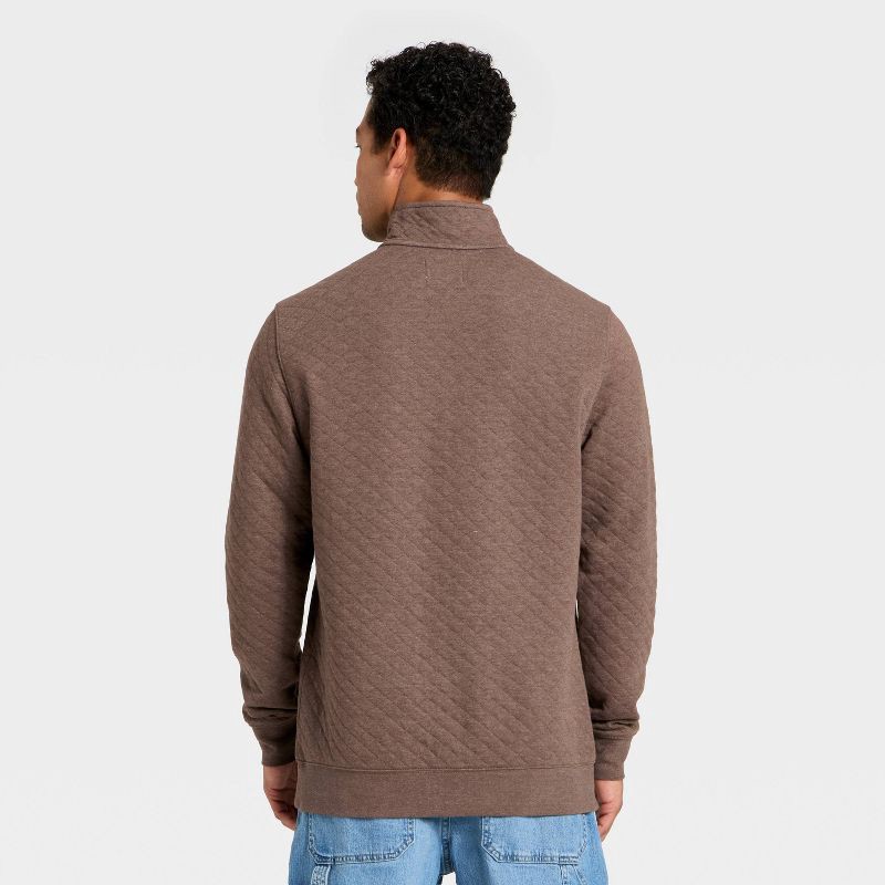slide 2 of 3, Men's Comfort Wear Quilted 1/4 Snap Pullover - Goodfellow & Co™ Brown XXL, 1 ct