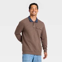 Men's Comfort Wear Quilted 1/4 Snap Pullover - Goodfellow & Co™ Brown XXL