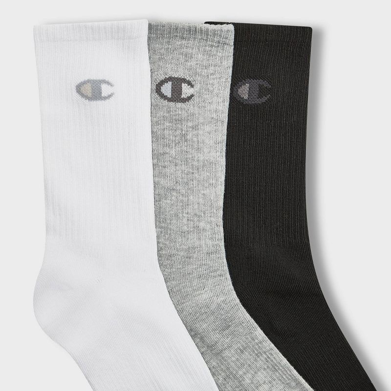 slide 3 of 4, Champion Women's 10pk Crew Socks - White/Black/Grey, 10 ct