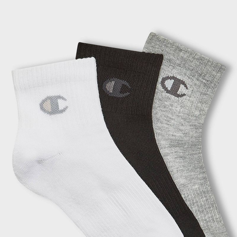 slide 3 of 4, Champion Women's 10pk Quarter Crew Socks - White/Black/Grey, 10 ct