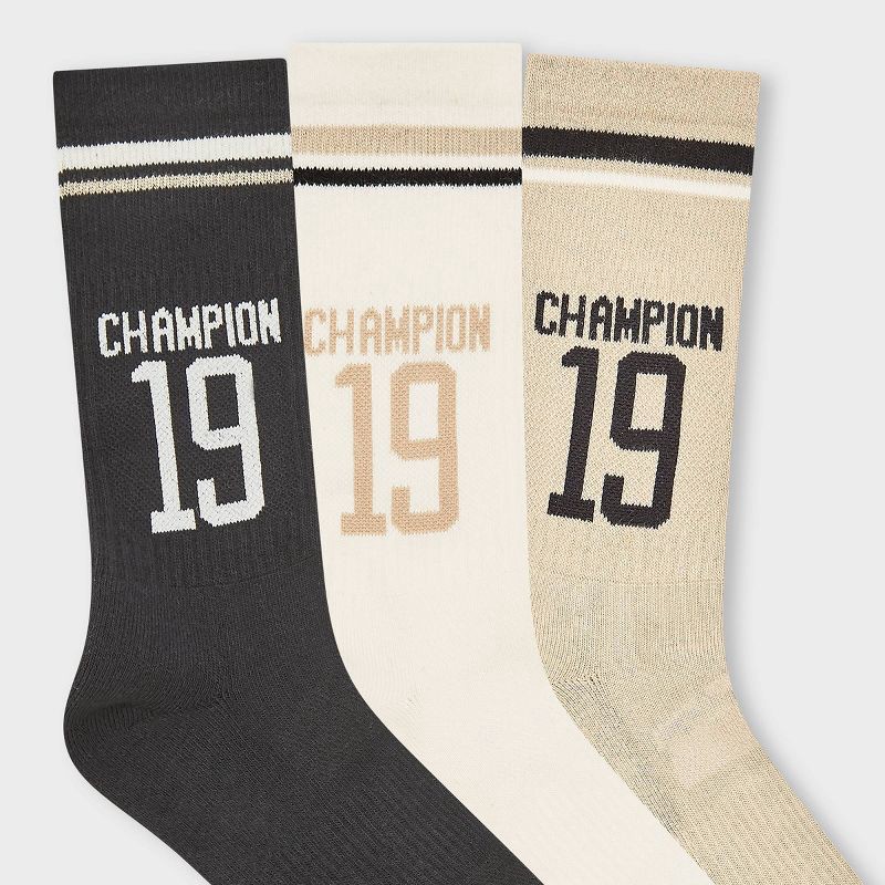 slide 2 of 4, Champion Women's Nineteen 3pk Crew Socks - Black, 3 ct
