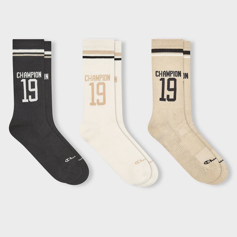 slide 4 of 4, Champion Women's Nineteen 3pk Crew Socks - Black, 3 ct